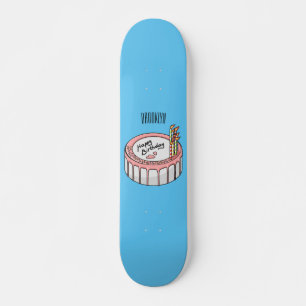 Birthday cake cartoon illustration skateboard