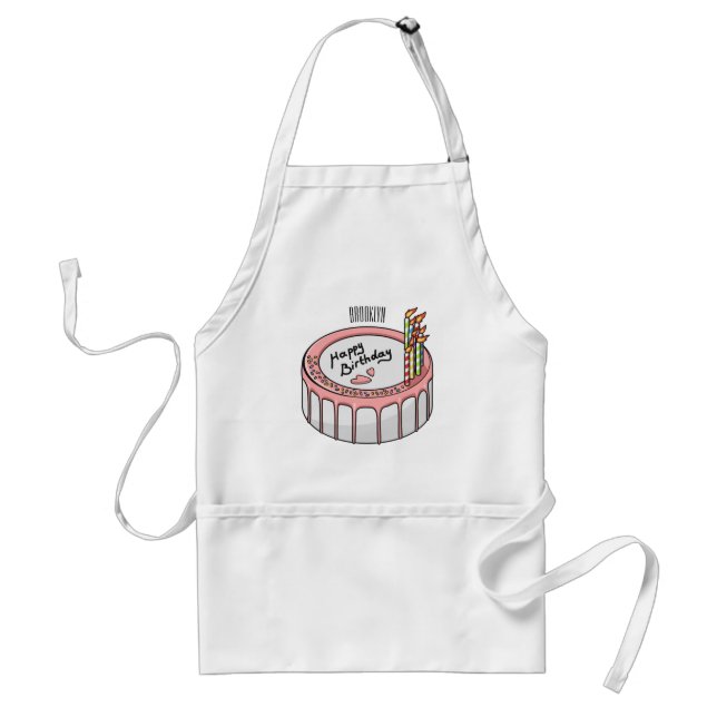 Birthday cake cartoon illustration  standard apron (Front)