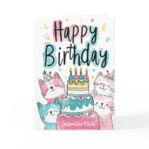 Birthday Cake Cats Festive Feline Greeting