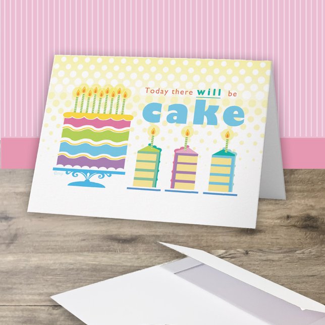 Birthday Cake Celebrate Yellow Blue Card (Creator Uploaded)