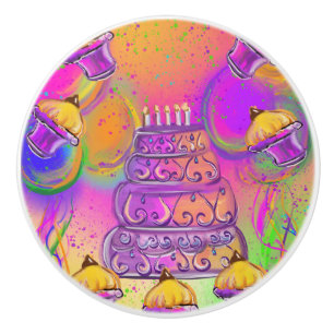 Birthday Cake Ceramic Knob