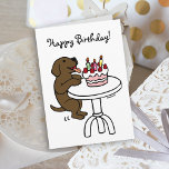 Birthday Cake Chocolate Labrador Cartoon Plain Card<br><div class="desc">Birthday Cake Chocolate Labrador Cartoon Plain Card.  Unique and funny Labrador Retriever Art painted by Naomi Ochiai from Japan.  Cute Chocolate Lab Birthday Card for dog lovers who own Labradors.  An adorable Chocolate Labrador looks like he/she wants to have a piece of yummy cake!! :)</div>
