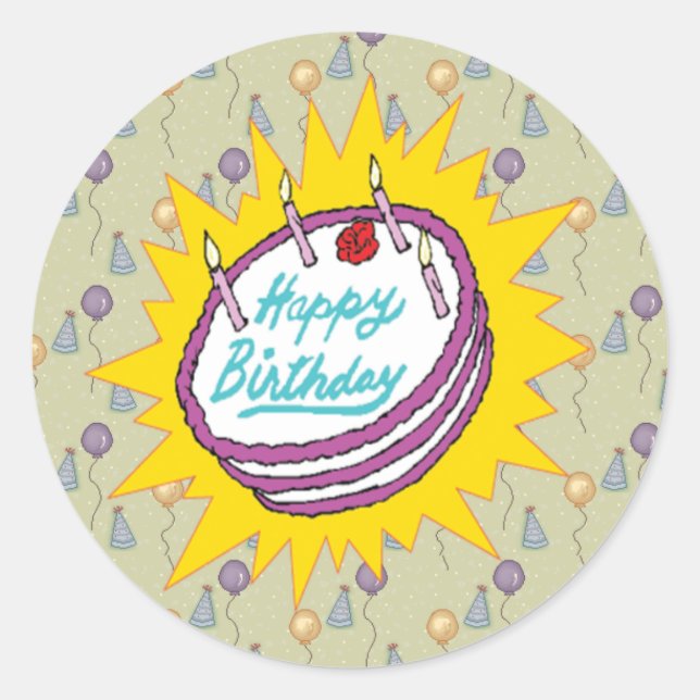 birthday_cake classic round sticker (Front)