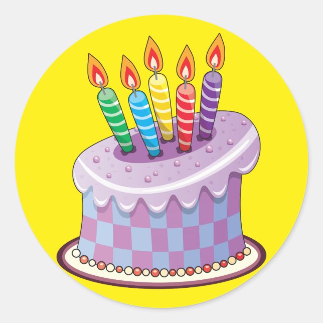 Birthday Cake Classic Round Sticker (Front)