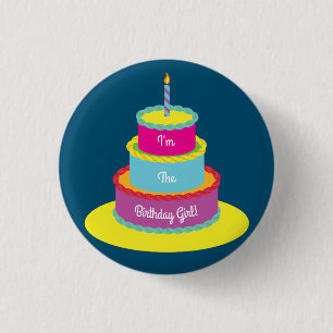 Birthday Cake Cute Colourful 1st Party Theme 3 Cm Round Badge