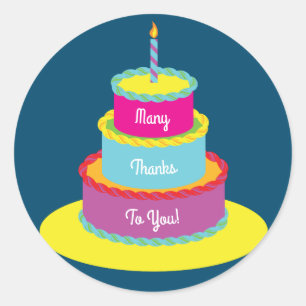 Birthday Cake Cute Colourful 1st Party Theme Classic Round Sticker