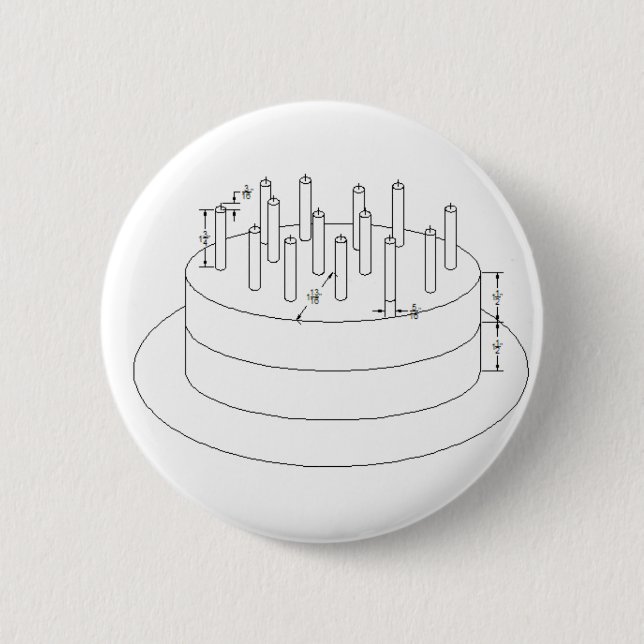 Birthday Cake - Drafted Architectural Style 6 Cm Round Badge (Front)