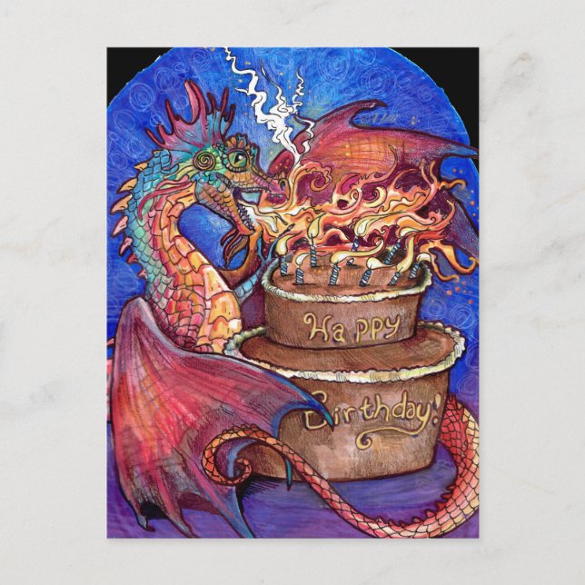 Birthday Cake Dragon Postcard (Front)