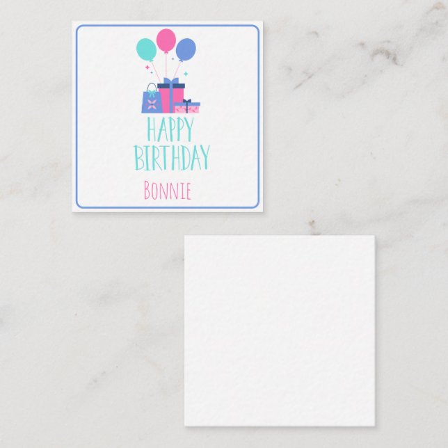 Birthday Cake Gift Enclosure Card – Personalised  (Front/Back)