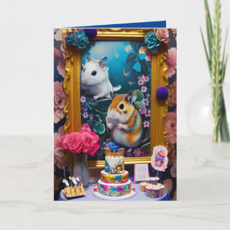 Birthday Cake Hamsters So Cute Funny Card
