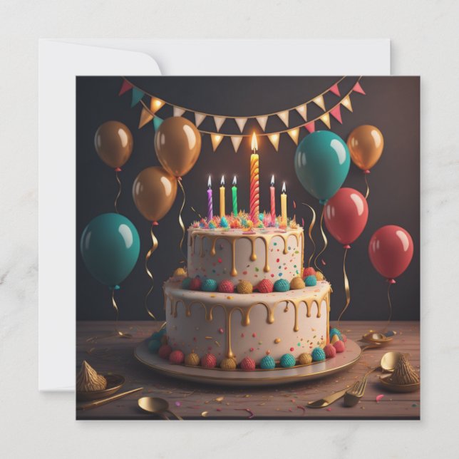 Birthday Cake Holiday Card (Front)