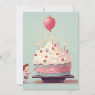 Birthday cake, ice cream, birthday invitation