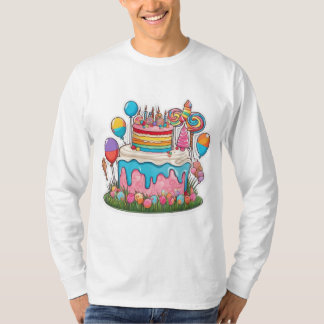 Birthday Cake Men's Basic Long Sleeve T-shirt 