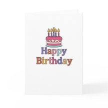 Birthday Cake Motif Card Folded Blank Inside