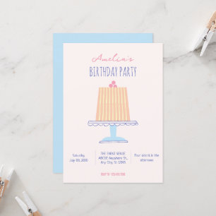 Birthday cake pastel colours invitation