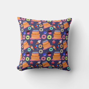 Birthday Cake Pastry Pattern Design Cushion