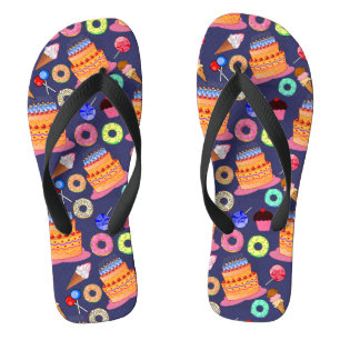 Birthday Cake Pastry Pattern Design Jandals
