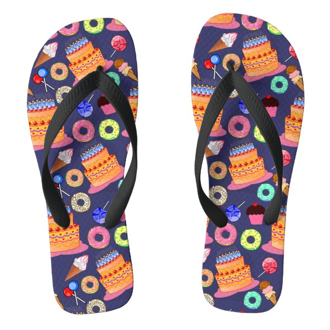 Birthday Cake Pastry Pattern Design Jandals (Footbed)