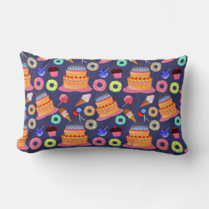 Birthday Cake Pastry Pattern Design Lumbar Cushion