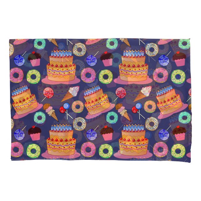 Birthday Cake Pastry Pattern Design Pillowcase (Front)