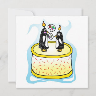 Birthday Cake Penguin Invitations