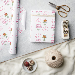 Birthday Cake Personalised Happy Birthday Wrapping Paper