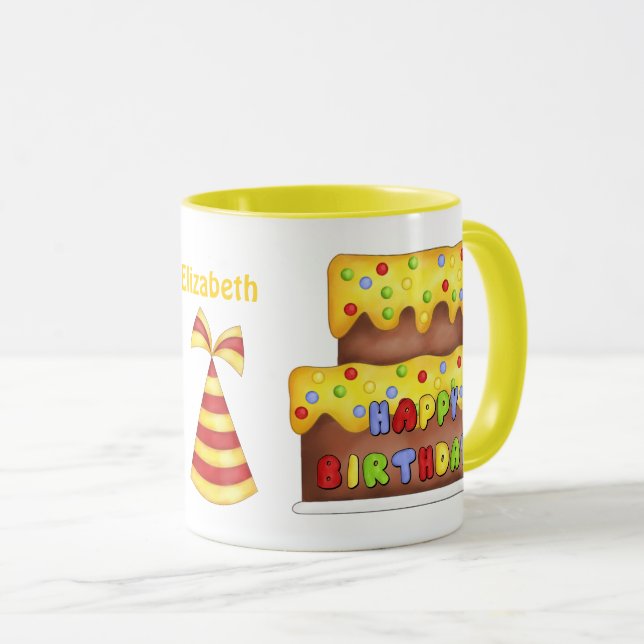 Birthday Cake Personalised Name Mug (Front Right)