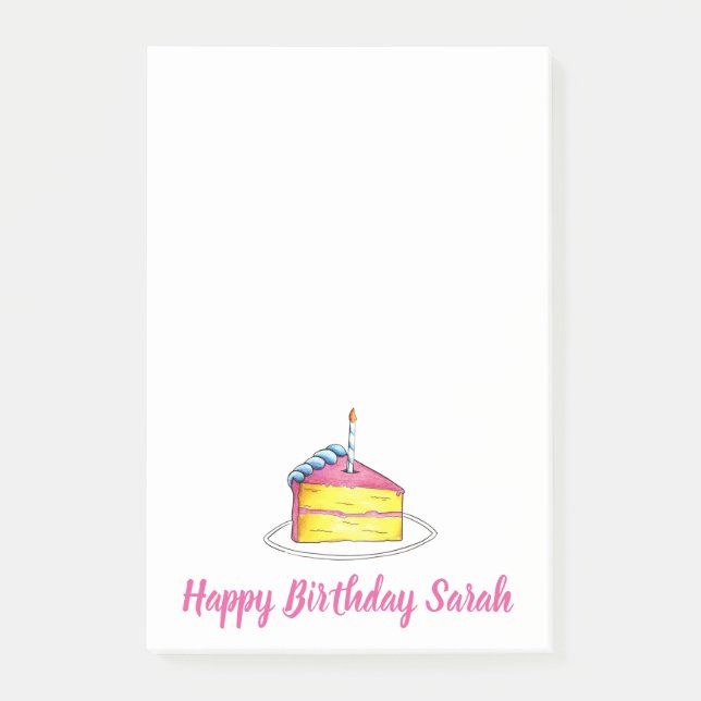 Birthday Cake Personalised Party Favour Post Its Post-it Notes (Front)