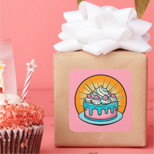 Birthday Cake Pop Art Stickers