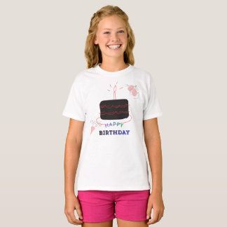 Birthday Cake Printed Girl's T-Shirt