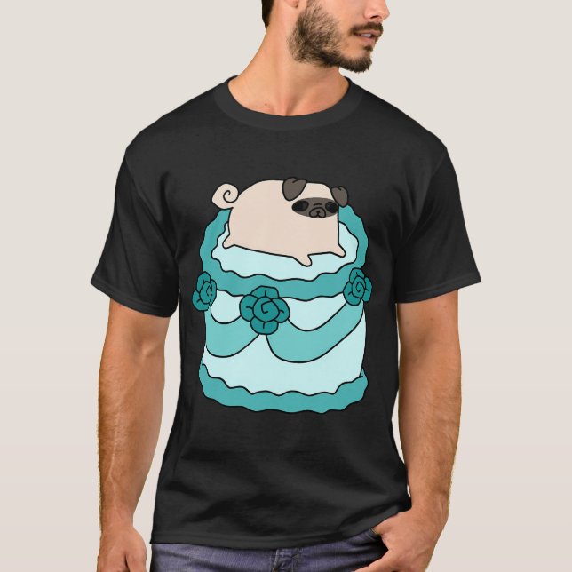 Birthday Cake Pug T-Shirt (Front)