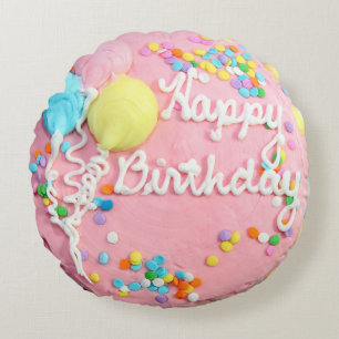 Birthday Cake Round Pillow