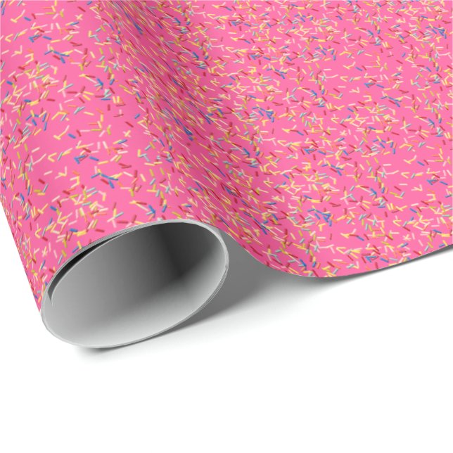 Birthday Cake sprinkles on pink Wrapping Paper (Roll Corner)