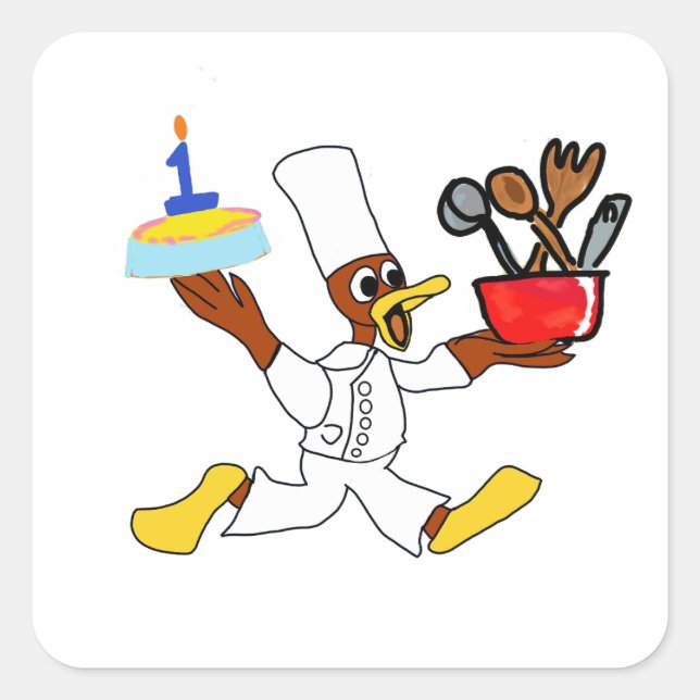 Birthday Cake Square Sticker (Front)