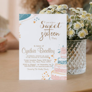 Birthday cake Sweet Sixteen Birthday Party Invitation