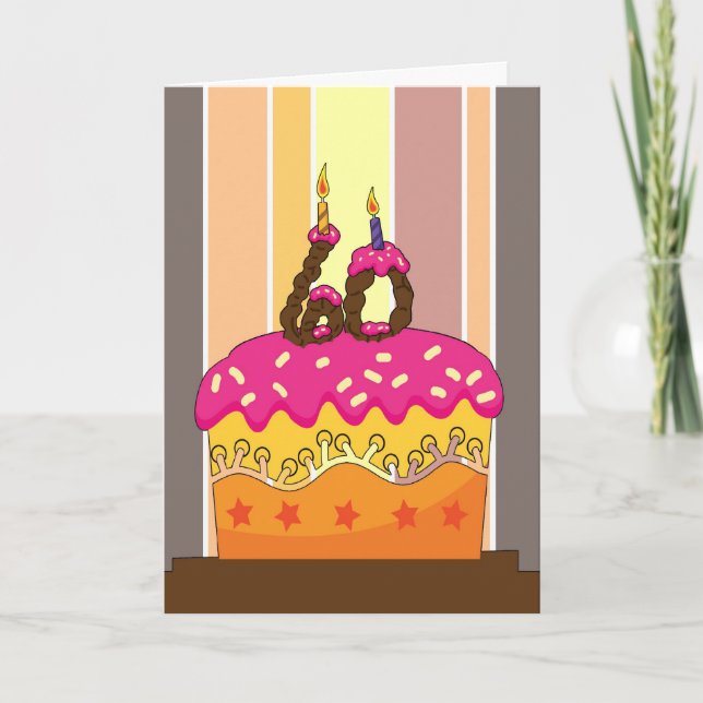 birthday - cake with candles 60 - 60th birthday gr card (Front)