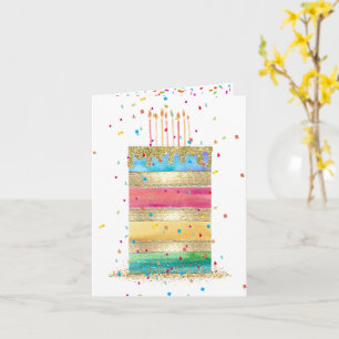 Birthday Cake With Confetti and Candles Card