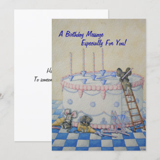 birthday cake with cute little mice card