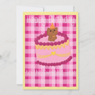Birthday Cake with Party Bear Themed Birthday Car Holiday Card