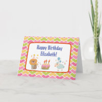 Birthday Cake with Party Lion and Balloon Sheep