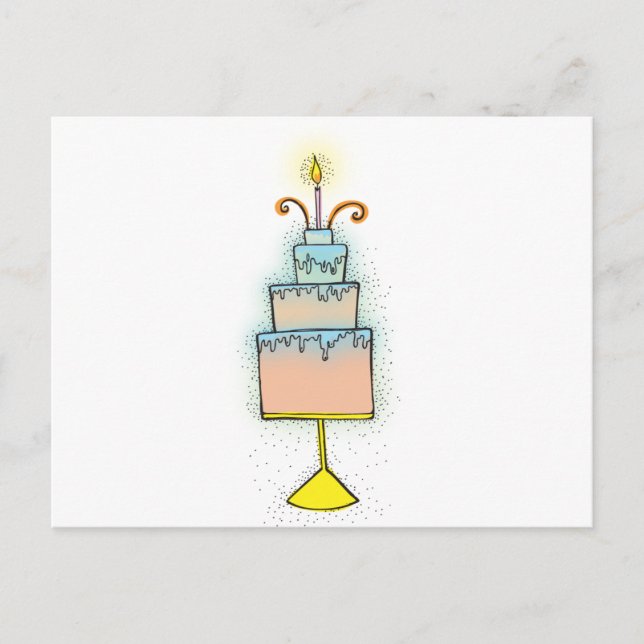BIRTHDAY cake with twirly curly candles Postcard (Front)
