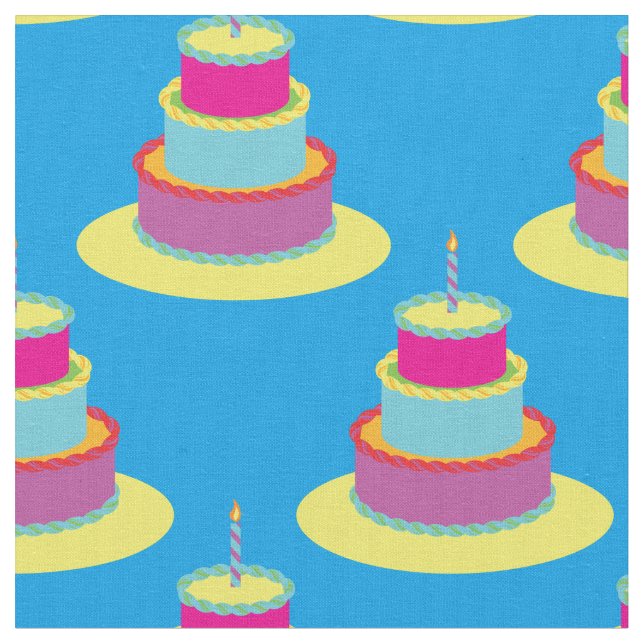 Birthday Cakes Colourful Fabric (Close Up)