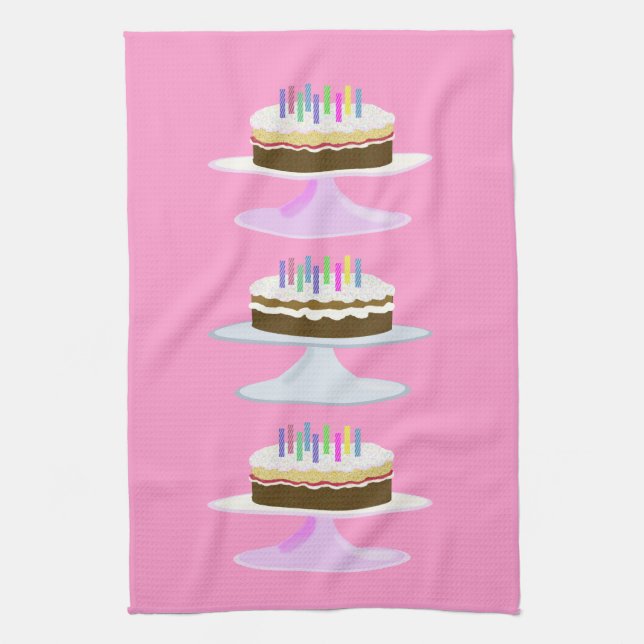 birthday cakes tea towel (Vertical)