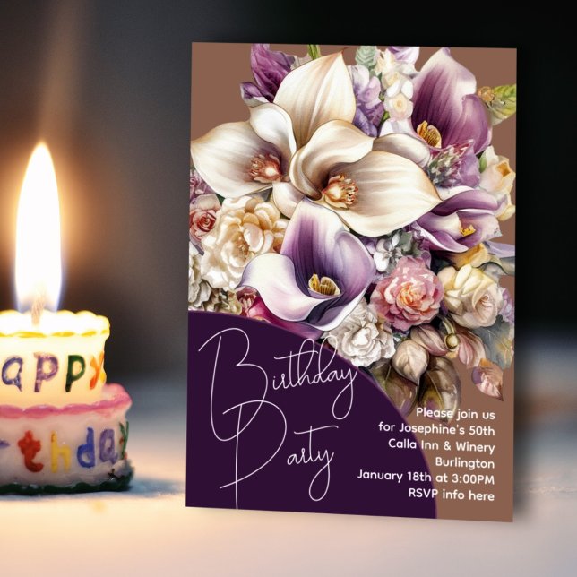 Birthday Calla Lilies Bouquet Party Invitation (Creator Uploaded)