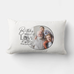 Birthday Calligraphy Photo Design For Son In Law Lumbar Cushion
