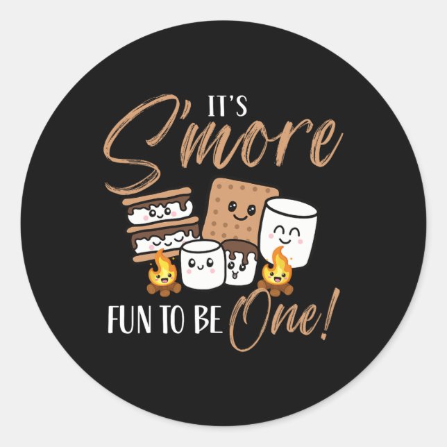 Birthday Campfire Marshmallow It's S'more Fun To B Classic Round Sticker (Front)