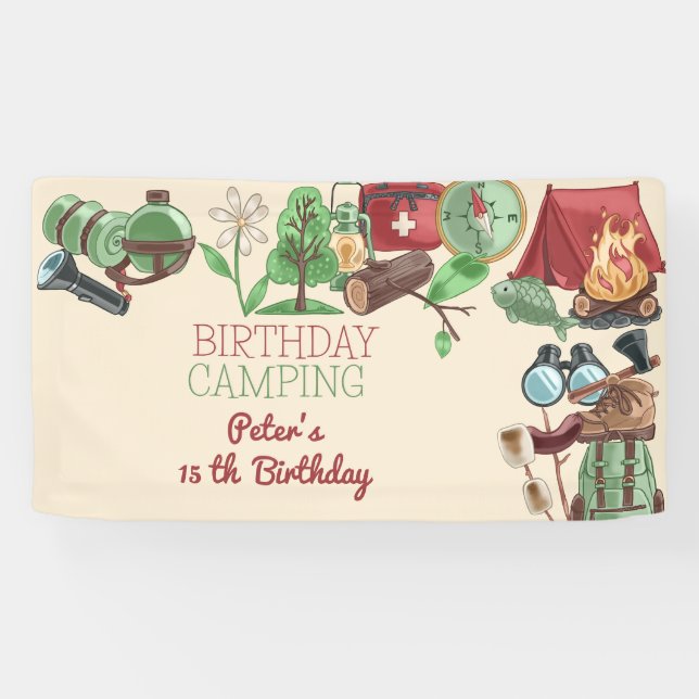Birthday camping nature hiking for kids banner (Horizontal)