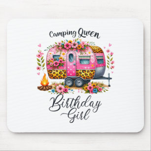 Birthday Camping Queen Camp Pink Floral Van Birthd Mouse Pad