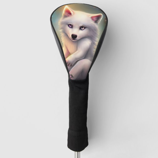 Birthday Candle Adorable White Baby Fox Golf Head Cover (Front)