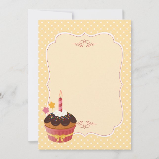 Birthday Candle Cupcake Blank Card (Front)